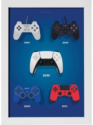 Kaynock Playstation Joystick Poster Tablo, Ps, Gamer, Oyun Poster Tablo, Dijital Tasarım Tablo Beyaz