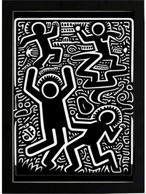 Kaynock Keith Haring Style Minimal D21 Poster Tablo Siyah