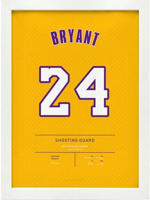 Kaynock Kobe Bryant 24, Los Angeles Lakers, Basketbol Poster Tablo Beyaz