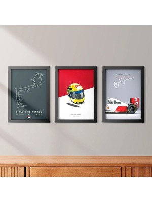 Kaynock Ayrton Senna 3'lü Set, Mclaren, F1, Formula 1, Tablo Seti, Poster Tablo Dijital Tasarım