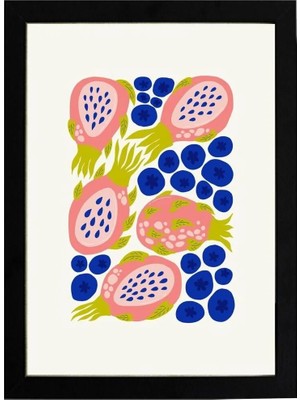Kaynock Blueberry, Meyve, Minimal, Ev Dekorasyon, Mutfak Kafe Dekorasyon Poster Tablo Siyah