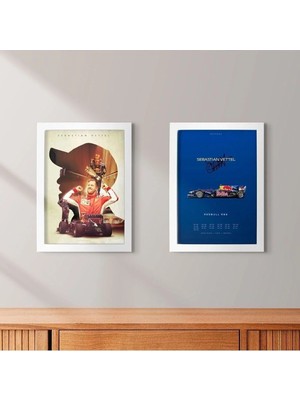 Kaynock Sebastian Vettel 2'li Set, Formula 1, F1, Red Bull, Ferrari, Poster Tablo Dijital Tasarım