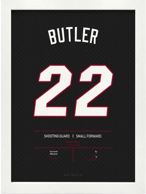 Kaynock Jimmy Butler Poster Tablo, Nba Miami Heat, Dijital Tasarım Tablo Beyaz