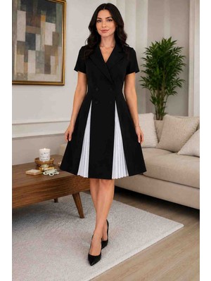 Gülcan Butik Siyahın Asaleti ve Beyazın Kontrastıyla Göz Alıcı Bir Şıklık!siyah Elbise