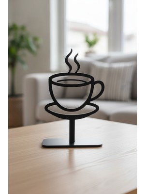 Bafidica Metal Kahve Fincanı Masaüstü Biblo Siyah Minimalist Ofis Mutfak Dekorasyonu Yükseklik: 18 cm