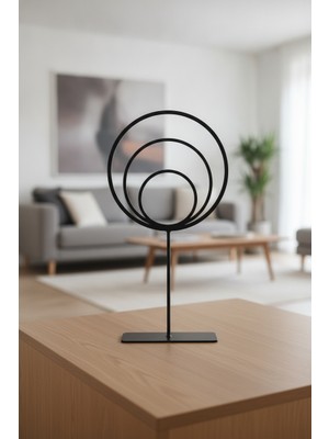 Bafidica Soyut Tasarım Daireler Metal Dekoratif Obje 18 cm Ev Dekorasyon Objesi