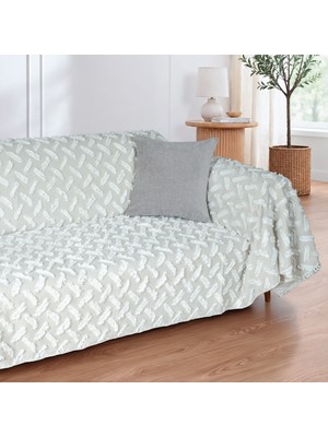 Latuda Home Nesta Pamuklu Punch Dokulu Kaymaz Koltuk Örtüsü 180X220 cm , Krem
