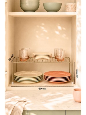 Edora Home Mat Gold Dolap İçi Düzenleyici Tel Raf Fincan Tabak Kase Organizer Paslanmaz Metal