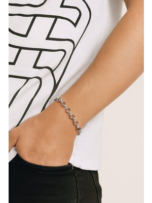 Oghamay Gümüş Renk Doc  Zincir Unisex Çelik Bileklik - 3347