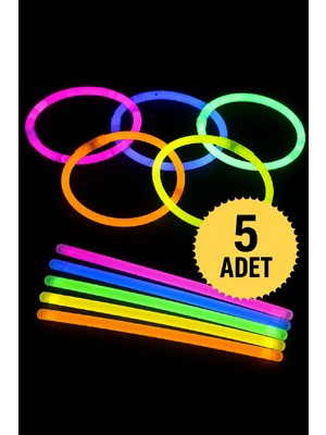 Bkmc Party Neon Bileklik Glow Stick 5'li Set | Renkli Işıklı Çubuk | Neon Bileklik Kolye | Parti ve Etkinlik Aksesuarı Renkli Parti ve Doğum Günü Aksesuarı