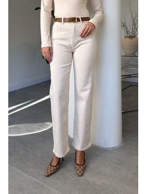 Magarde Luna Kemerli Wide Leg Jean- Bej