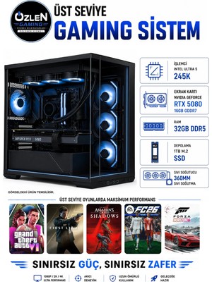 Özlen XXL13 ULTRA 5 245K RTX 5080 16GB 32GB DDR5 RAM 1TB M.2 SSD Üst Seviye Oyuncu Bilgisayarı