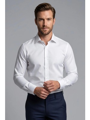 Torivalli Collection Dar Kesim Slimfit Düz Renk Kolay Ütülenebilen Mevsimlik Cepsiz Uzun Kollu Kol Düğmesi Takılabilen Erkek Gömlek