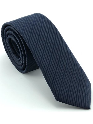 Pierroni Lacivert Çizgili Slim Kravat Microfiber Kumaş ile Şık ve Zarif Tasarım