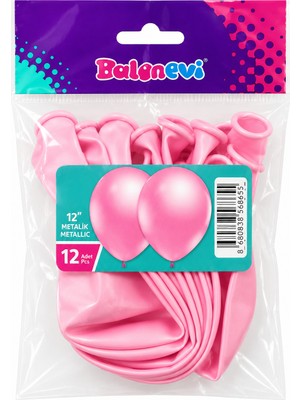 Balonevi 12 Inç Metalik Pembe Balon 12'li Paket