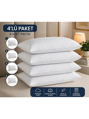 Gensco Sıvı Geçirmez Yastık Alezi 4'lü Paket Fermuarlı Yastık Koruyucu 50X70 cm