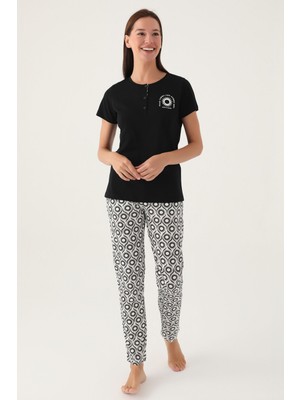 Pierre Cardin Kadın Siyah Kısa Kol Pijama Takım