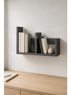 Arnetti Mode Duvara Monte Çok Amaçlı Kitaplık ve Dekoratif Duvar Rafı - Antrasit