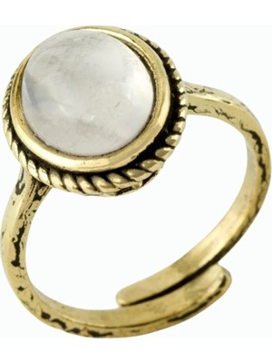 Oval Doğaltaşlı Otantik Yüzük