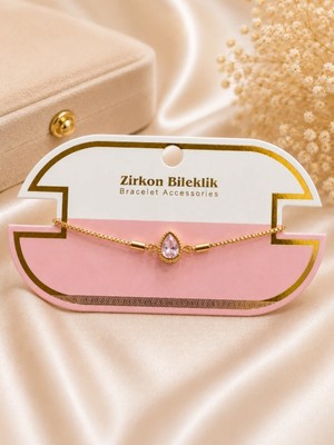 Yasel Takı & Çanta Pembe Taşlı Su Damlası Zirkon Bileklik
