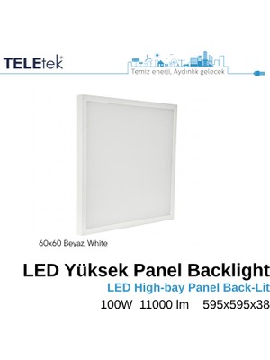 Teletek 60X60 100W Backlight Dimlenebilir LED Yüksek Beyaz Kasa Ince Panel Sıva Üstü, IP20 Ofis Mağaza Endüstriyel Aydınlatma