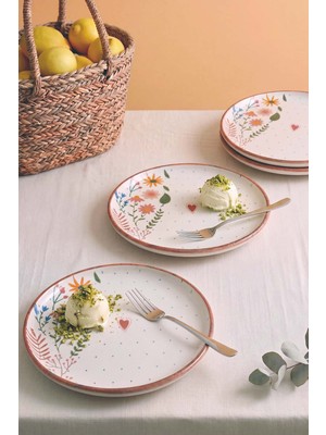 Kalpli Soft Bloom Nordic 4\'lü Pasta & Sunum Tabağı 22 cm