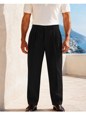 Danger Erkek Baggy Fit Pileli Kumaş Pantolon Siyah 0172DNGR