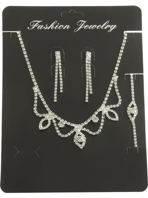 Oval Taşlı Set Kolye