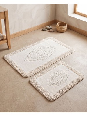 Cicim Home Desenli Makarnalı Banyo Paspası Takımı %100 Pamuk 2 Parça 60×100 + 50×60 cm