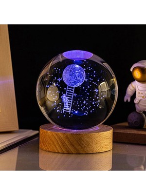 Aya Çıkan Astronot Tasarım Cam Küre