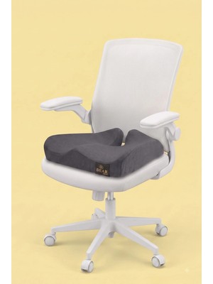 Dear Visco Ortopedik Yeni Nesil Coccyx Minder Füme Kadife Kuyruk Sokumu Için Yüksek Yoğunluklu Visco Posture Oturma Minderi 47X41X12 cm DVM-22F