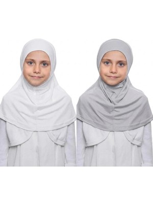 Flora Tekstil Kız Çocuk Tek Parça Hijab - Hazır Tesettür Eşarp – Pratik Geçmeli Hijab | Esnek Penye Kumaş Günlük & Namaz Başörtü (6-11 Yaş)