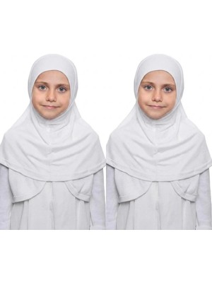 Flora Tekstil Kız Çocuk Tek Parça Hijab - Hazır Tesettür Eşarp – Pratik Geçmeli Hijab | Esnek Penye Kumaş Günlük & Namaz Başörtü (6-11 Yaş)