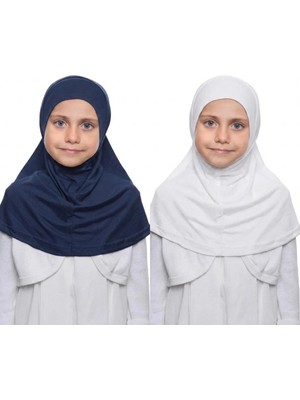 Flora Tekstil Kız Çocuk Tek Parça Hijab - Hazır Tesettür Eşarp – Pratik Geçmeli Hijab | Esnek Penye Kumaş Günlük & Namaz Başörtü (6-11 Yaş)