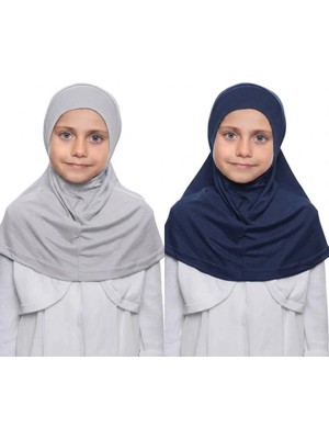 Flora Tekstil Kız Çocuk Tek Parça Hijab - Hazır Tesettür Eşarp – Pratik Geçmeli Hijab | Esnek Penye Kumaş Günlük & Namaz Başörtü (6-11 Yaş)