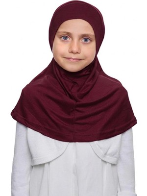 Flora Tekstil Kız Çocuk Tek Parça Hijab - Hazır Tesettür Eşarp – Pratik Geçmeli Hijab | Esnek Penye Kumaş Günlük & Namaz Başörtü (6-11 Yaş)
