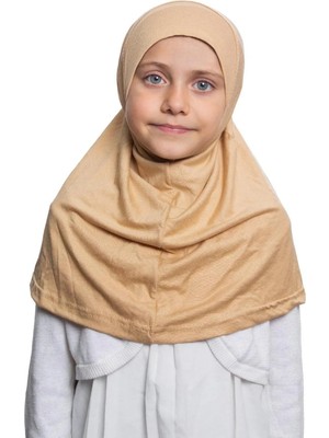 Flora Tekstil Kız Çocuk Tek Parça Hijab - Hazır Tesettür Eşarp – Pratik Geçmeli Hijab | Esnek Penye Kumaş Günlük & Namaz Başörtü (6-11 Yaş)