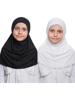 Flora Tekstil Kız Çocuk Tek Parça Hijab - Hazır Tesettür Eşarp – Pratik Geçmeli Hijab | Esnek Penye Kumaş Günlük & Namaz Başörtü (6-11 Yaş)