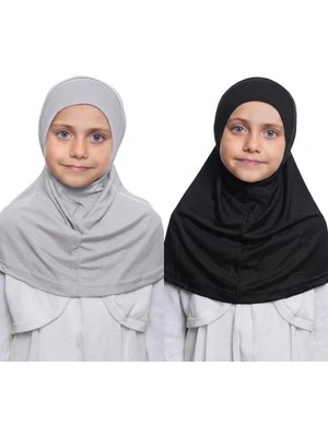 Flora Tekstil Kız Çocuk Tek Parça Hijab - Hazır Tesettür Eşarp – Pratik Geçmeli Hijab | Esnek Penye Kumaş Günlük & Namaz Başörtü (6-11 Yaş)