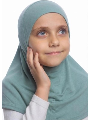 Flora Tekstil Kız Çocuk Tek Parça Hijab - Hazır Tesettür Eşarp – Pratik Geçmeli Hijab | Esnek Penye Kumaş Günlük & Namaz Başörtü (6-11 Yaş)