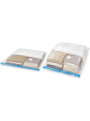 3'lü Set Vakumlu Saklama Hurcu, 2 Adet 55X90, 1 Adet 80X100, Şeffaf Vakumlu Hurç, Yorgan Battaniy