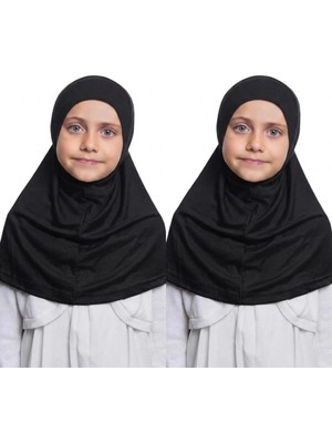 Flora Tekstil Kız Çocuk Tek Parça Hijab - Hazır Tesettür Eşarp – Pratik Geçmeli Hijab | Esnek Penye Kumaş Günlük & Namaz Başörtü (6-11 Yaş)