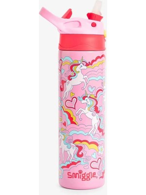 Smiggle Wild Side Unicorn Çelik Otomatik Kapaklı Pipetli Matara