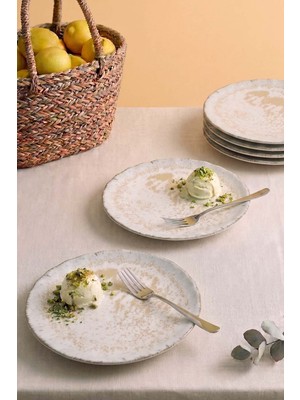 Vintage Cream Sirius 6\'lı Pasta & Sunum Tabağı 22 cm