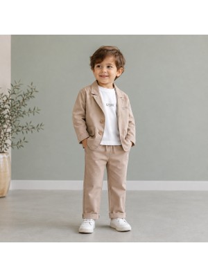 Hippıl Baby Erkek Bebek&çocuk Pamuklu Ceket Pantolon Uzun Kol T-Shirt 3 Lü Tarz Takım 1-2-3-4 Yaş (Paça Boyu Extra Uzun)