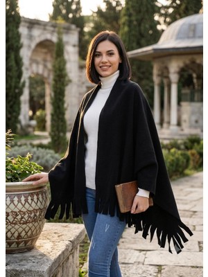 Wearflawless Kadın Polar Kumaş Şal, Atkı, Püsküllü Kışlık Sıcak Tutan Omuz Şalı