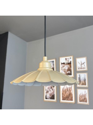 Bamyum Risso Metal Avize Bej Yarım Lale Başlık Tekli Rustik Cafe Mutfak Modern Sarkıt Aydınlatma