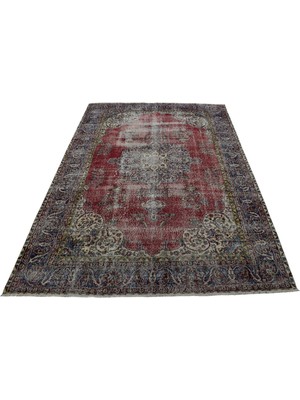 Kilim Antik El Dokuma Eskitme Yün Salon Halısı 1660 - Vintage - Çok Renkli