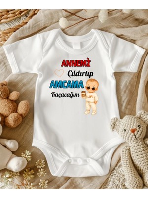 Lupi Amcama Kaçacağım Yazılı Erkek Bebek Zıbın
