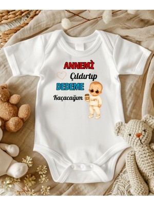 Lupi Dedeme Kaçacağım Yazılı Erkek Bebek Zıbın